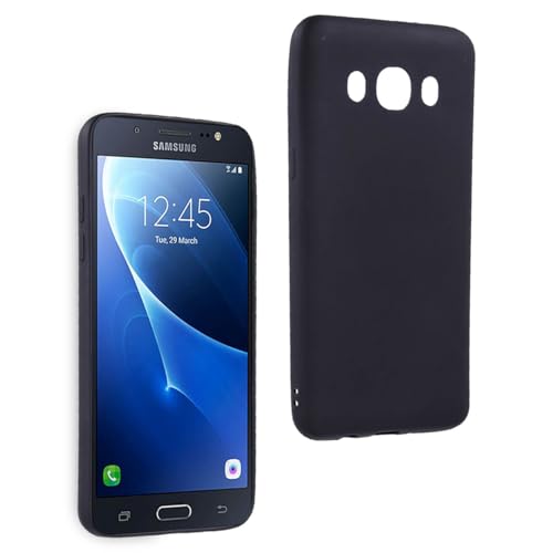 REY Cover in Gel TPU Nera per Samsung Galaxy J5 2016, Ultra Sottile 0,33 mm, Morbido Flessibile, Custodia Silicone