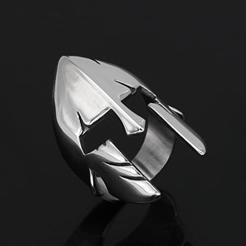 NDYD Homens capacete vintage minimalismo espartano guerreiro anel de aço inoxidável com vquinal de s