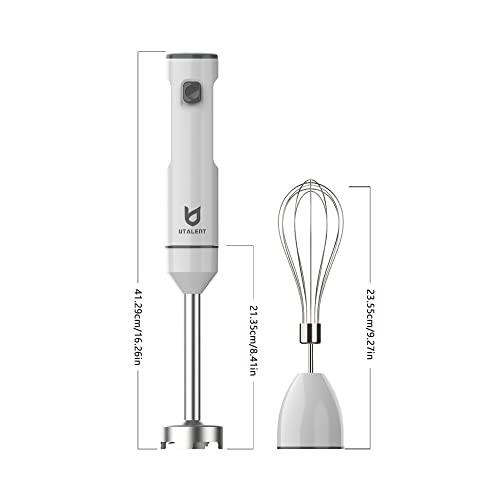 Cordless Hand Blender, UTALENT Variable Speed Immersion Blender handheld Rechargeable, with USB-C Charging Cable, Egg Whisk, for Smoothies, Milkshakes, Hummus and Soups – White image 6