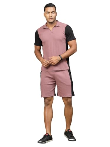 Image of Rigo Cotton Blend Waffle Knit Self Textured Co-Ord Set For Men's|Night Suit Set|Lounge-Wear Pajama Set|Night Wear, Beach Wear, Vacation Wear