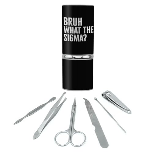GRAPHICS & MORE Bruh What The Sigma? Stainless Steel Manicure Pedicure Grooming Beauty Care Travel Kit