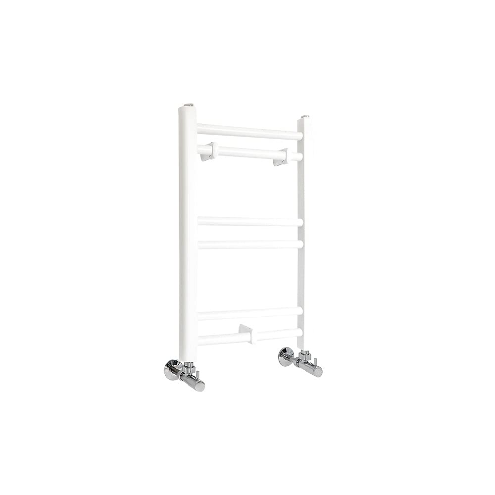 Milano White Ive Straight Bar Heated Towel Rail - 600Mm X 400Mm