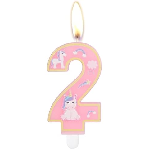Happy Birthday Unicorn Number 2 Candles Cover