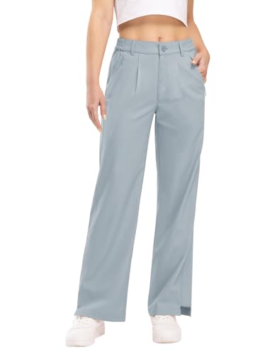 TBMPOY Women's Linen Palazzo Pants High Waisted Work Business Casual Dress Pants Wide Leg Lounge Trousers with Pockets2
