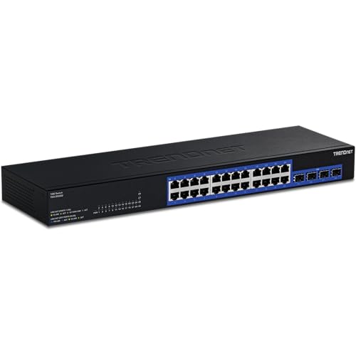 Image of TRENDnet 28-Port Gigabit Switch with 4 x 10G SFP+ Ports, TEG-30262, 24 x Gigabit Ports, 4 x 10G SFP+ Ports, 128Gbps, 1U Rack Mountable, NDAA TAA Compliant, Lifetime Protection, Black