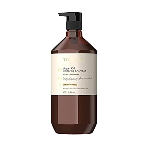 THEORIE Argan Oil Restoring Shampoo - Rejuvenate & Moisturize - Sulfate Free - Suited for All Hair Types - Safe for Color & Keratin Treated Hair, Pump Bottle 800mL - Label Design May Vary