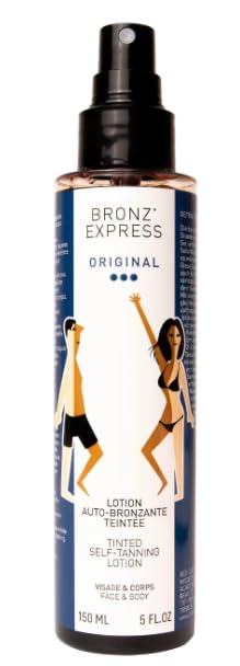 BronzExpress | Made In France | Selbstbräuner Lotion Getönt Für Gesicht Und Körper | Sofortige Natürliche Bräune | Ohne Flecken | Vegan | 100 Milliliter