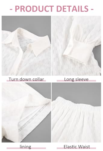 Image of Fixmatti 2 Piece Outfits Long Sleeve Button Down Shirt and Shorts Sweatsuit Lounge Sets