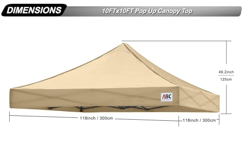 Image of ABCCANOPY Replacement Canopy Top for Pop Up Canopy Tent 10x10 Beige