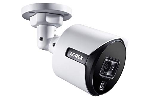 Lorex C881DA 4K Ultra HD Analog Active Deterrence Security Bullet Camera with Color Night Vision, 2.8mm, 135ft IR NV, IP67, White, (Only Camera), (M. Refurbished)