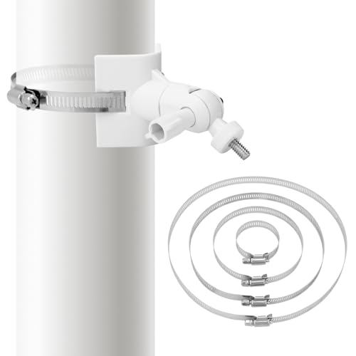 QWORK Universelle Masthalterung Metall mit 4 Schlaufen Ø50/100/150/200mm Kompatibel mit Arlo/Wyze/Eufycam Überwachungskameras - Weiß