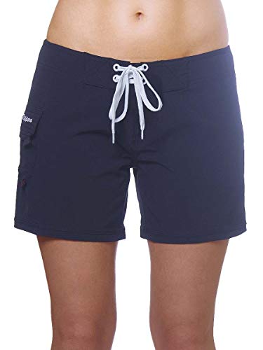 Maui Rippers Womenâ€™s 4-Way Stretch 5â€ Swim Shorts Boardshorts (10, Navy)