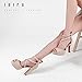 IDIFU Women's IN4 Platform Heels Strappy Chunky Heels For Women Dressy Peep Toe High Heels For Women Bridal Wedding Shoes For Bride On Evening Prom(Nude Suede, 8 M US)