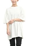 [JANJAM] 大きいサイズ レディース コットンTシャツ 5分袖 無地 オーバーサイズ カットソー トップス オフホワイト 4L-5L
