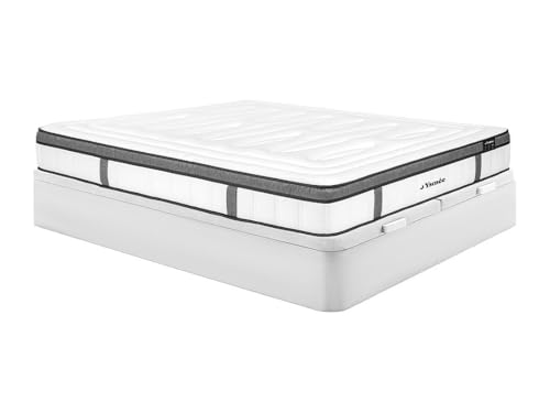 Vente-unique - Colchón con somier canapé 2 plazas Oliane - MDF - Blanco