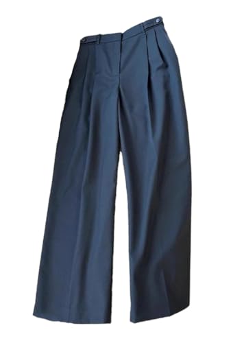 Womens Wool Wide Leg Suit Pants High Waist Straight Leg Office Business Trousers