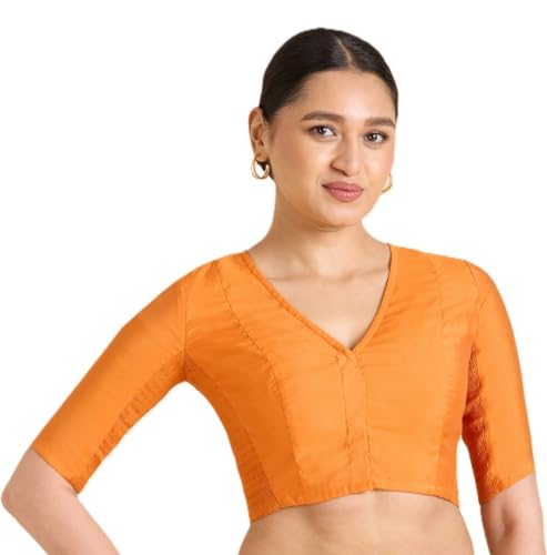 Image of Studio Shringaar Women's Cotton Stretchable (Smocked) Readymade Saree Blouse with Underarm Sweat Pads (Pack of 14 Pads)