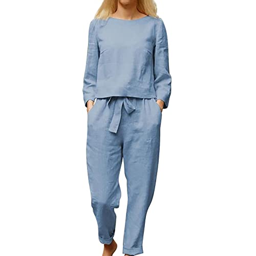 Hosenanzug Damen Festlich Elegant: Leinen Baumwolle Grobe Groben Loungewear...