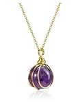 Jovivi Amethyst Healing Crystal Stone 16mm Purple Gemstone Ball Pendant Wire Wrapped Gold Necklace Jewellery Gifts for Women Mum Ladies Birthday Anniversay Valentines