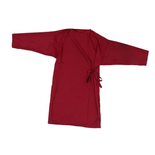 Capa de peluquería tipo kimono roja ajustable en poliéster transpirable para tinte