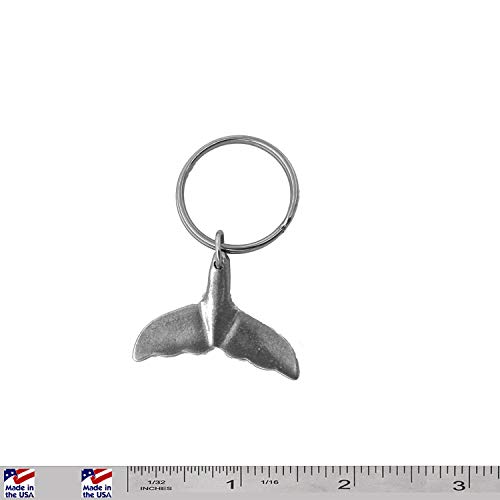 Whale Tail Keychain, Pewter, M640KC, 1 1/2”, 100% Handmade in the USA, Humpback Whale Keychain, Whale Fluke Key Chain, Key Ring, Key Fob, Whale Gift, 200 Mammal Designs Available.2