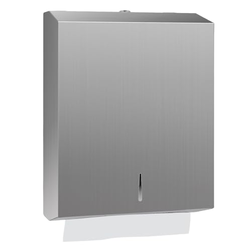 Stardrix Paper Towel Dispenser Wall Mount, Brushed Stainless Steel Commercial Paper Towel Holder with Lock, Large Capacity 400 C Fold/525 Multifold Towels