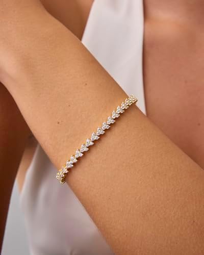 PAVOI 14K Gold Plated Cubic Zirconia Trinity Trio Tennis Bracelet for Women | Bracelet with Stones