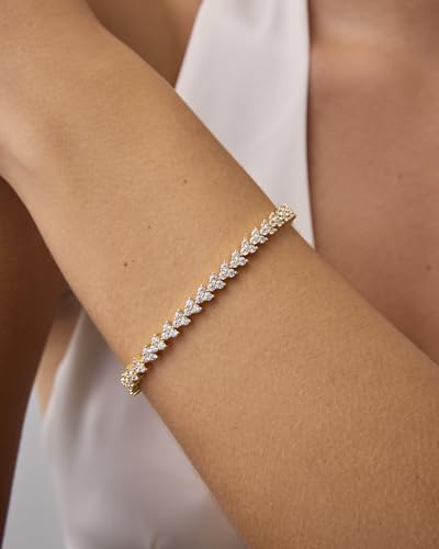 PAVOI 14K Gold Plated Cubic Zirconia Trinity Trio Tennis Bracelet for Women | Bracelet with Stones