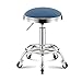 Okrągły obrotowy stołek biurowy o regulowanej wysokości, obrotowy stołek, stołek do salonu, stołek kreślarski z kółkami i szerszym okrągłym siedziskiem (niebieski)