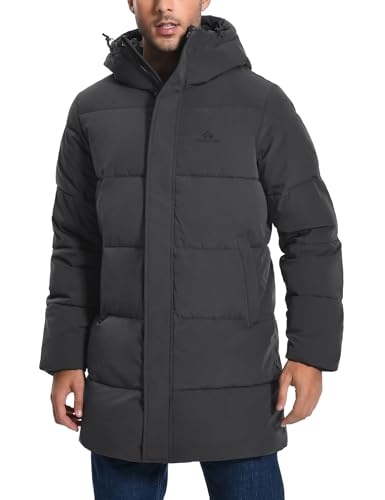 Image of Pioneer Camp Mens Long Winter Coat Hooded Waterproof Insulated Puffer Jacket Thicken Puffy Warm Down Windbreaker Parka