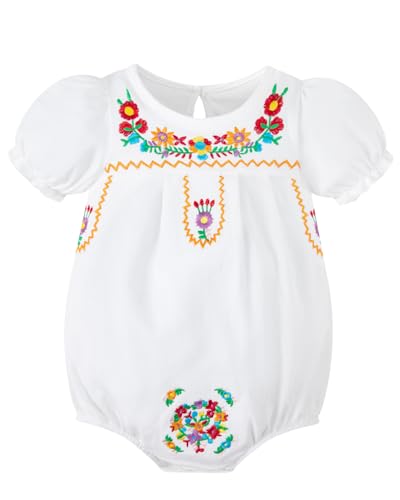 PROMOTED TO BIG SISTER Baby Girl Mexican Ethnic Embroidery Floral Bodysuit Cinco de Mayo Outfit with Headband3