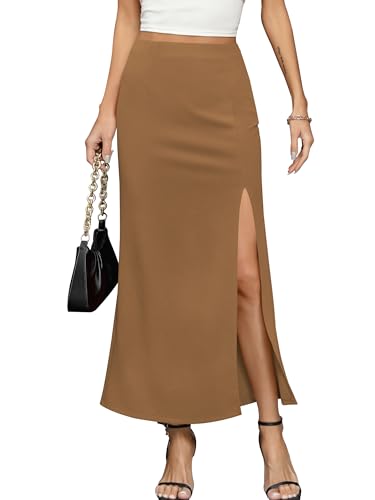 Jupe longue élégante femme taille haute fluide | Jupe d'été fendue chic