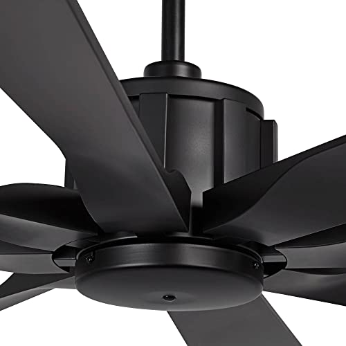 Possini Euro Design 60\" Defender Modern Indoor Outdoor Ceiling Fan with Remote Control Matte Black Damp Rated for Patio Exterior House Home Porch Gazebo Garage Barn - Thumbnail 3