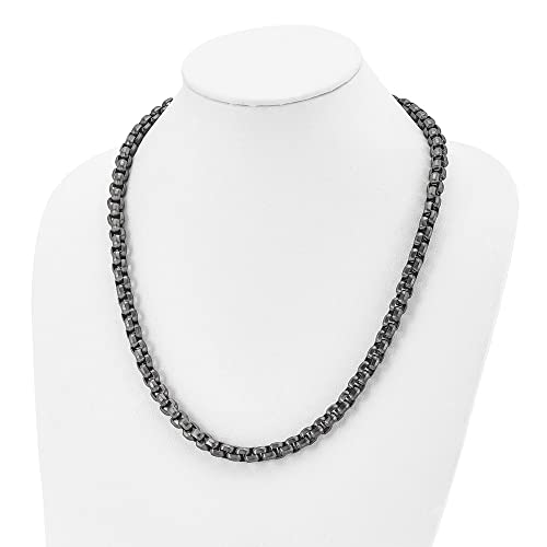 Black Bow Jewelry Mens Stainless Steel Gunmetal Plated Fancy Box Chain Necklace, 24 Inch #TOP3