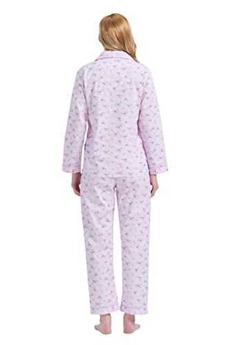 Image of GLOBAL Women Cotton Pajamas Long Sleeve PJs Button Down Sleepwear S-3XL