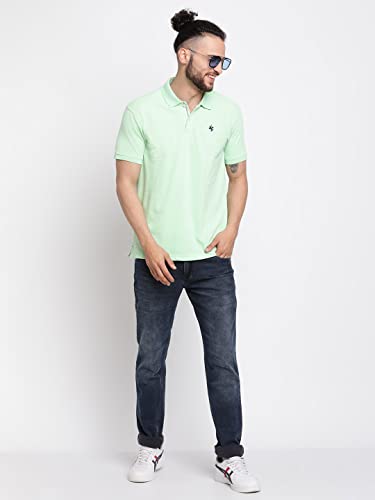 Image of Cantabil Men's Cotton Blend Solid Polo Neck T-Shirt (Regular Fit)
