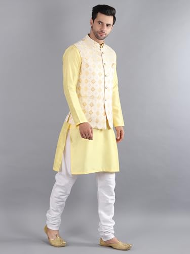 Image of Uri and MacKenzie Men's Silk Blend Kurta Pajama with Designer Ethnic Nehru Jacket /Modi Jacket