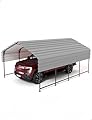 VerisShade 13'x21' Heavy-Duty Metal Carport, Outdoor Metal Carport Kit, Extended Side Canopy and Corner Support Poles, Large Sturdy Carport Garage for Cars, Boats, Tractors