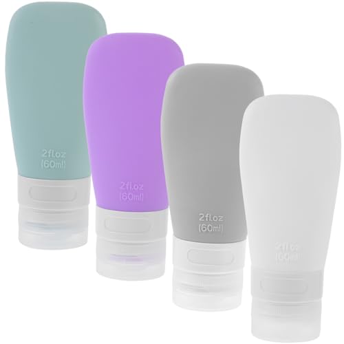 EPIGEIST 4個 シリコン製携帯用詰め替えボトル 軽量漏れ防止旅行用シャンプーローション容器コンパクト収納可能