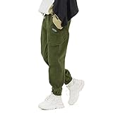 MINI PANDA Girls Pants,Stretchy Loose Fitting Girls Pants Size 6-19 Trendy（Olive,14）