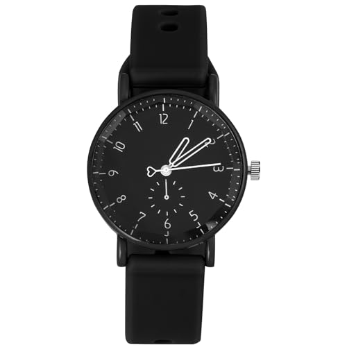 OFFCUP Reloj para Mujer con Correa de Silicona, Relojes Deportivos de 38mm, Reloj de Analógico Cuarzo con Esfera de Fácil Lectura, Reloj de Pulsera para Enfermeras Estudiantes y Niñas(A-Negro)