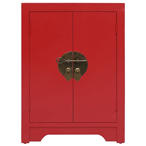 Table de Nuit Orientale Rouge : Rangement Compact pour Chambre Encombrée - 4