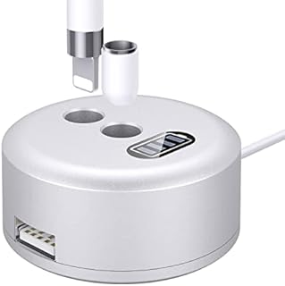 MoKo Charging Stand Compatible with Apple Pencil, Portable Desktop Fast Charging Station Charger Dock Pen Holder with Display Screen for Apple Pencil/Pen iPad Pro 12.9 10.5 9.7, iPad 10.2 2019-Silver