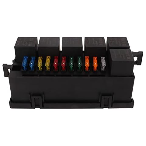 6 Way Blade Block, Waterproof 12V Relay Box Kit with 11 ATC/ATO, 6 for Bosch Style Relay, 52 Crimp Terminal, Z Bracket, Blade Relay for Auto RV Marine and Boat Yacht Cover
