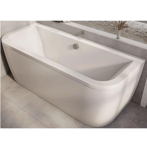 Milano Overton White 1700mm x 750mm Double Ended D Shaped Back to Wall Bath Side Panel