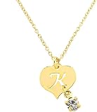 [ジュエリーショップエム] イニシャル ネックレス ハート 透かし ストーン シンプル ペンダント レディース 日本製 ゴールド K 0037-G-K