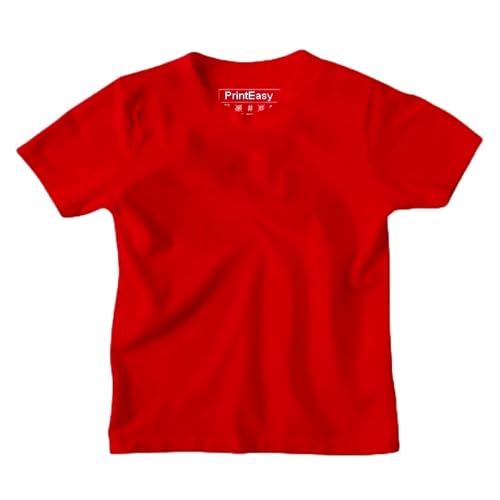 Image of PrintEasy� Kids Plain Cotton Round Neck Short Sleeves Unisex White T-Shirt for Boys & Girls