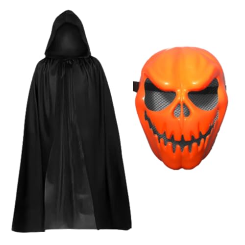 Kit Mascara Abobora E Capa Fantasia Adulto Halloween Capuz