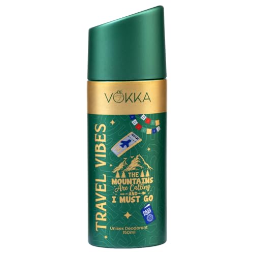 Vokka Travel Vibes Deodorant Body Spray For Men & Women 150ml | Unisex Long Lasting Deo | Refreshing Woody Fragrance for Travel & Adventure | Daily Use Perfume Bodyspray | Body Odour Protection
