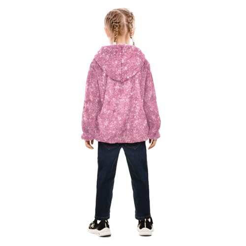 Pink Glitter Toddler Fleece Jacket Baby Girls Hooded Zipper Long Sleeve Thick Warm Outerwear 3-10 Years4
